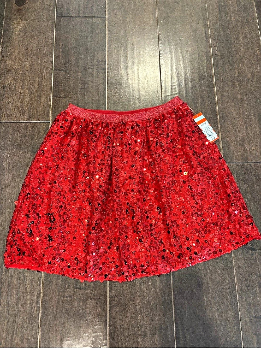 Cat & Jack Girls' Sequin A-Line Skirt Red XL (14/16) NWT